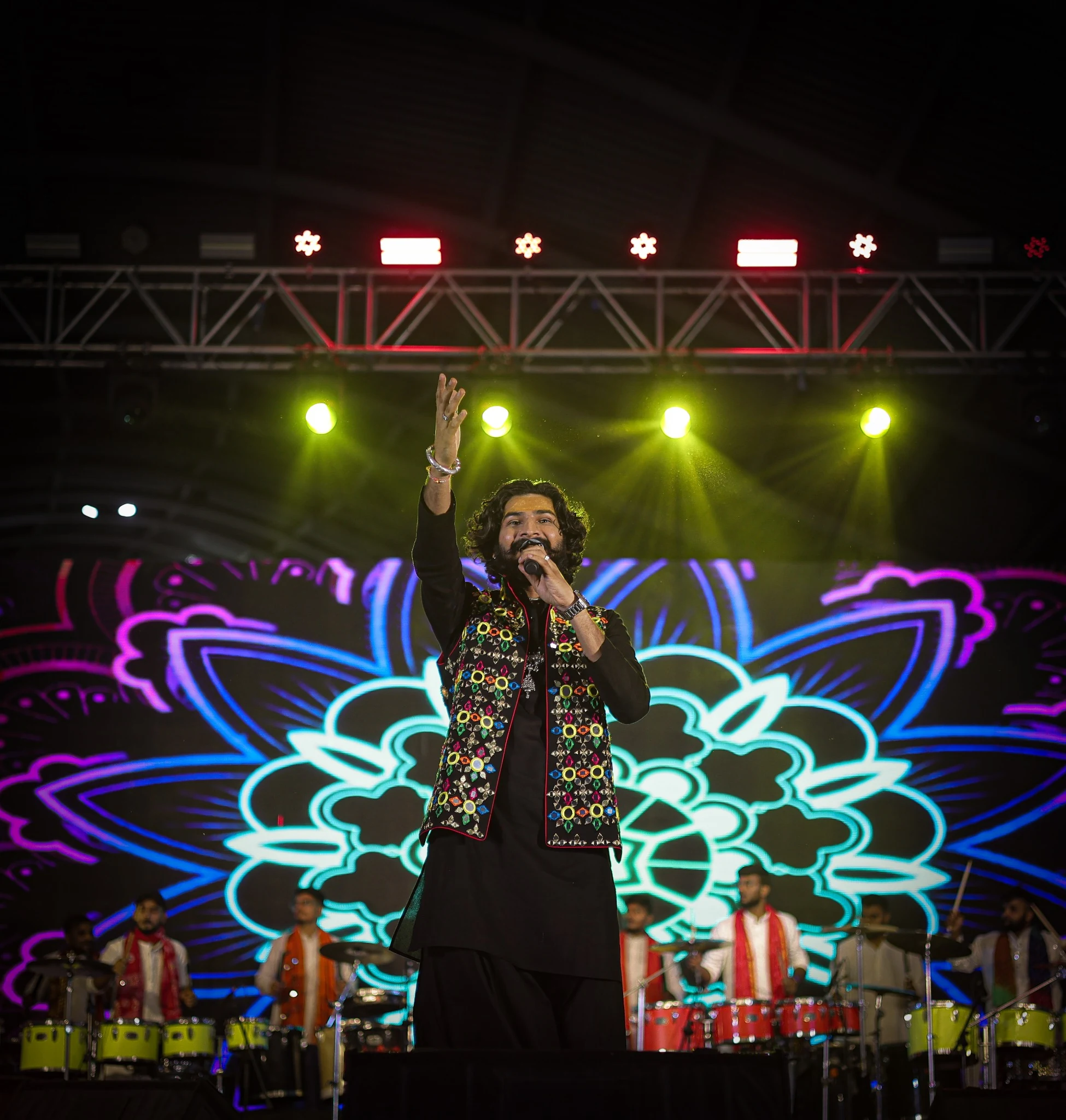 Nirav Barot performing at a large cultural stage